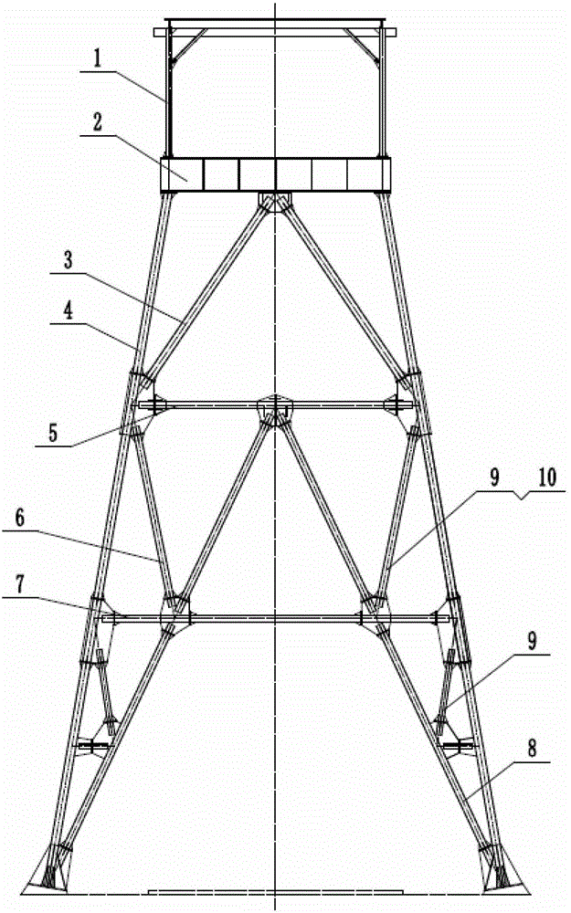 Sinking tubular steel derrick and mounting method of same