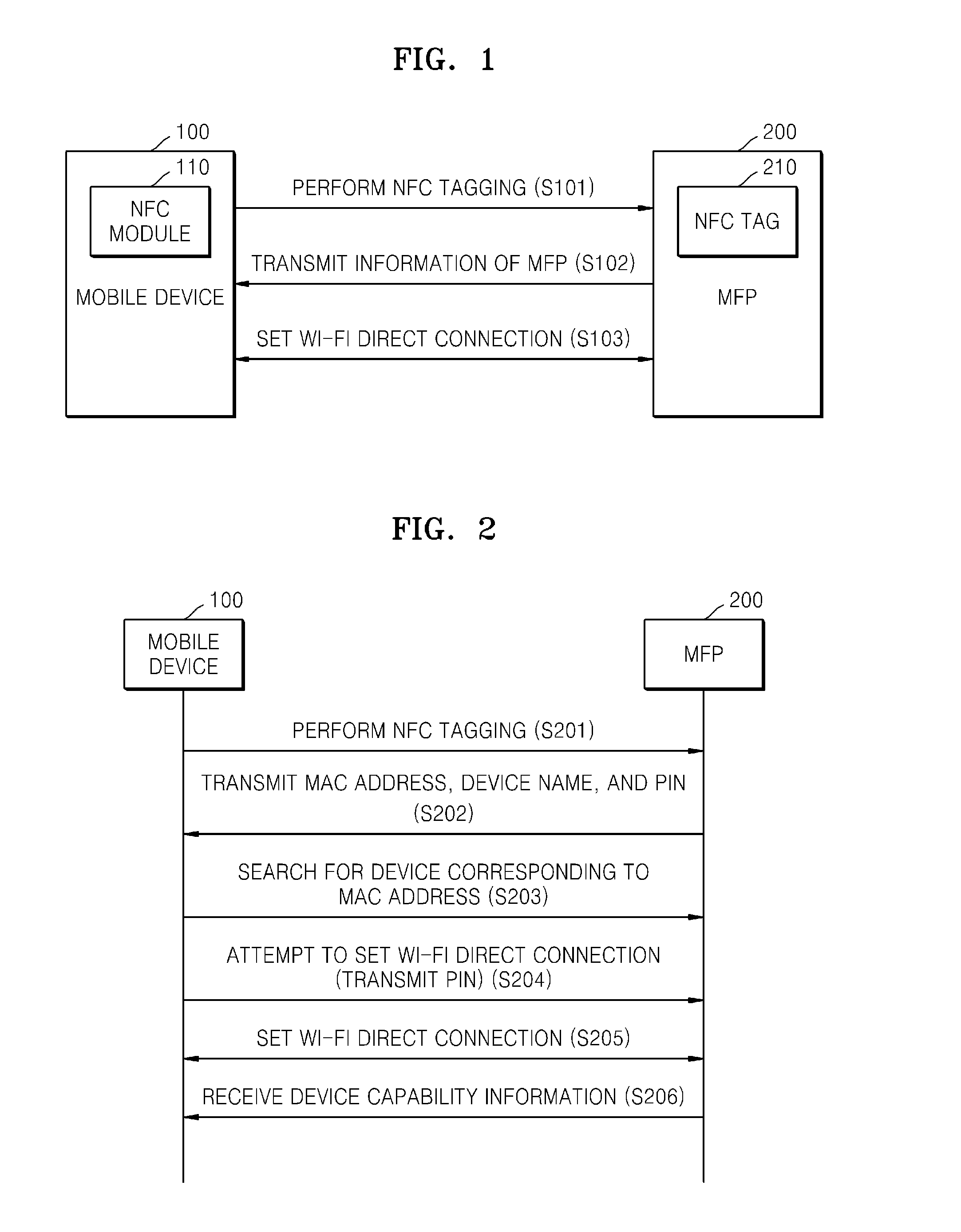 System and method of mobile printing using near field communication