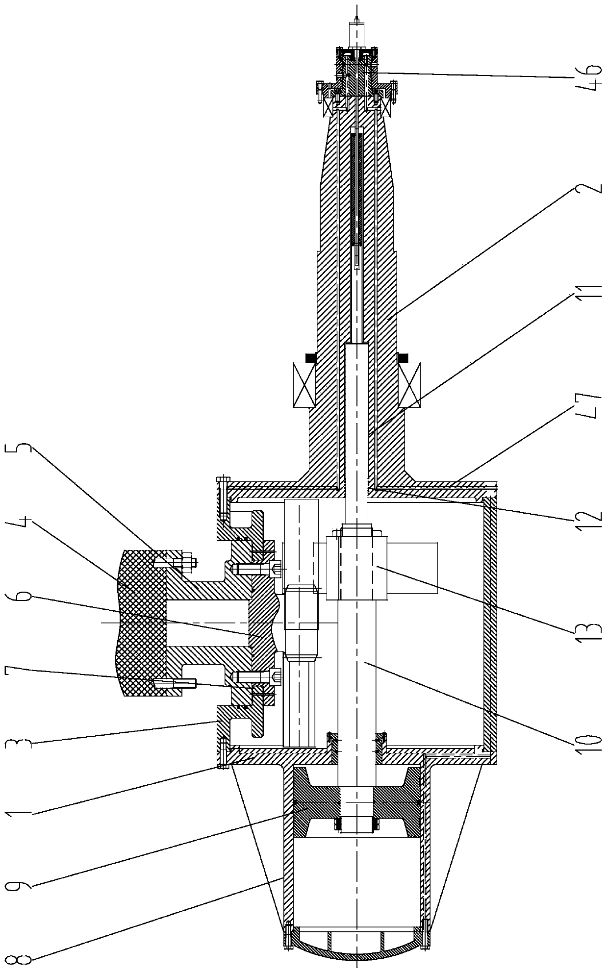 Horizontal axis sea current energy generating set and its speed-up gearbox