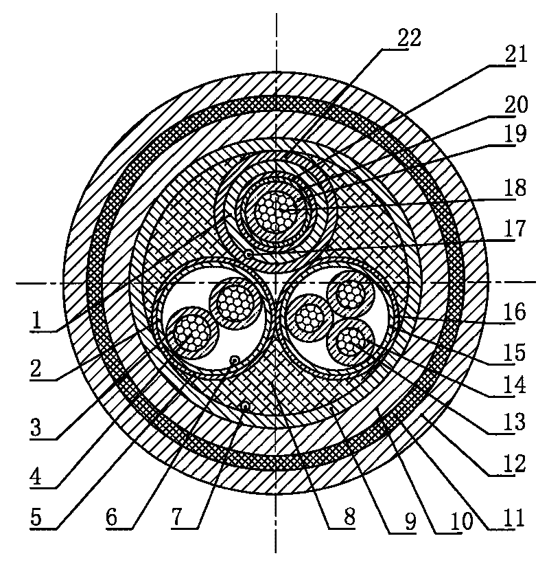 Low-smoke halogen-free flame-retardant multifunctional armored cable for ship and marine engineering