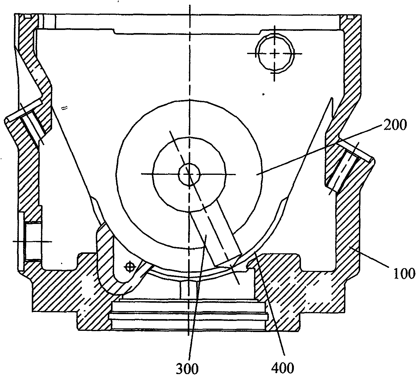 Processing method for chute in casing of hydraulic pump