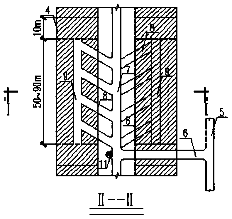 Stope structure arrangement method applicable to gently inclined medium and thick ore body combination sectioned mining