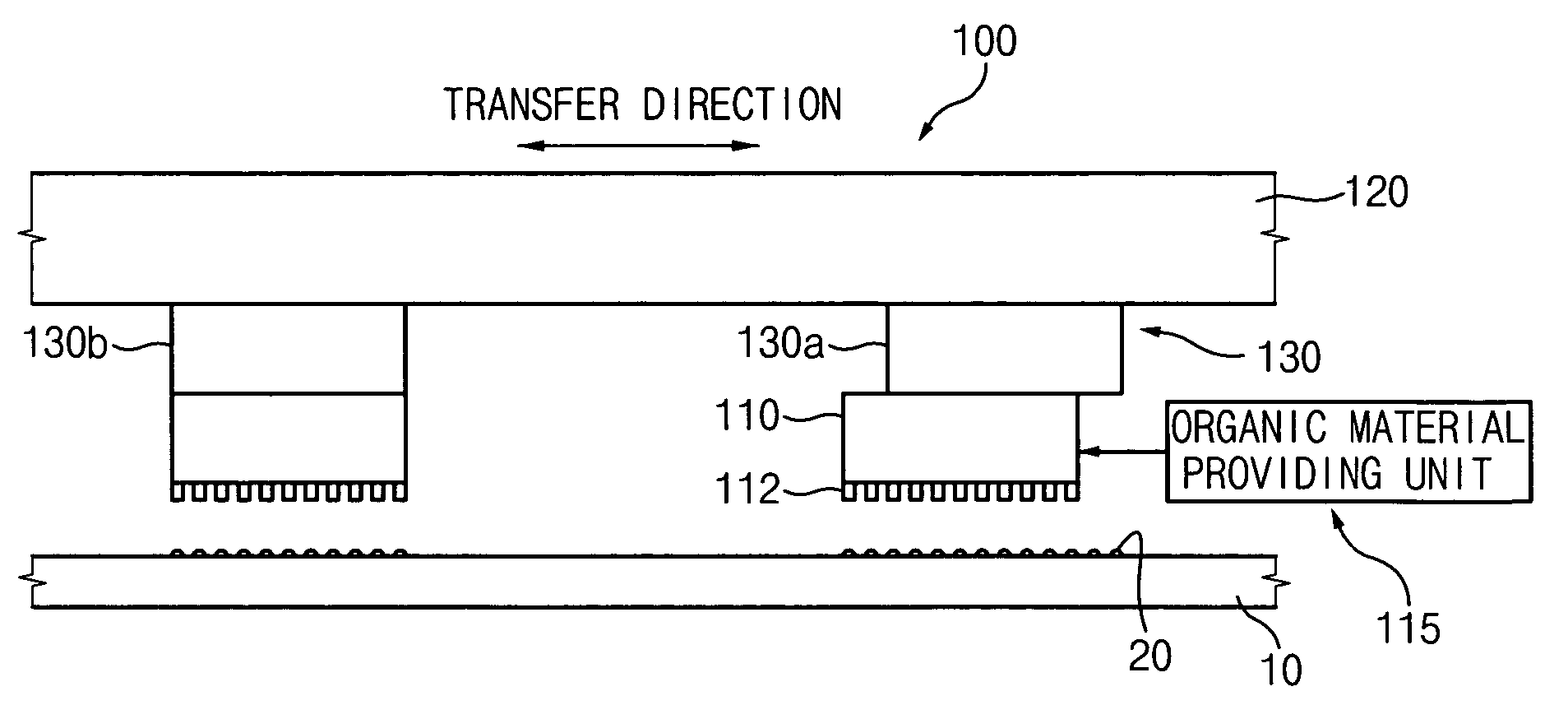 Apparatus for depositing an organic material on a substrate