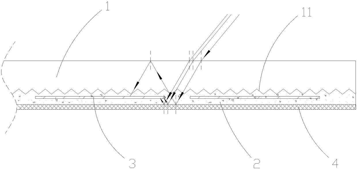 Photovoltaic glass with reflective portions and photovoltaic module