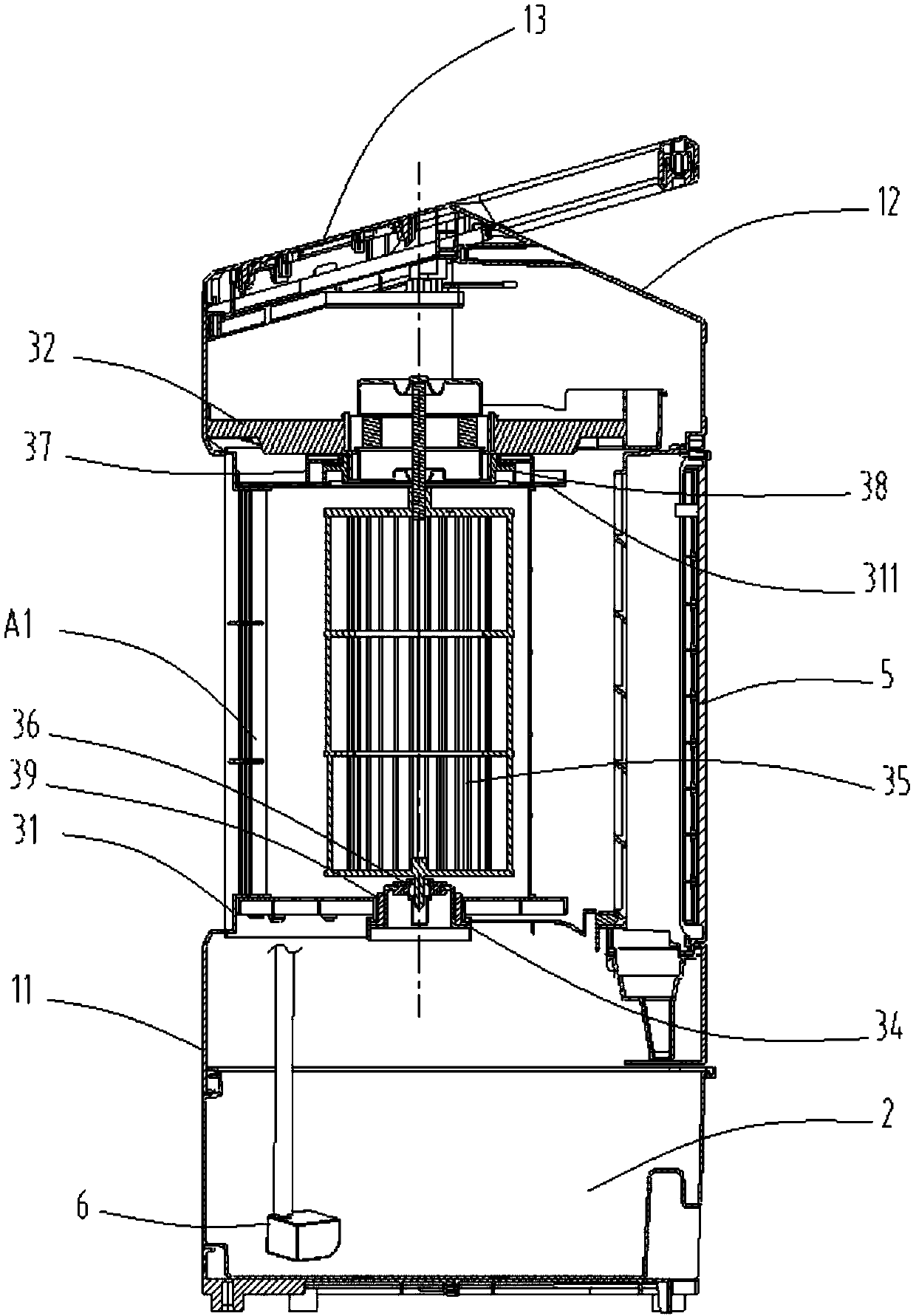 Air duct rotating structure of air conditioner fan and air conditioner fan