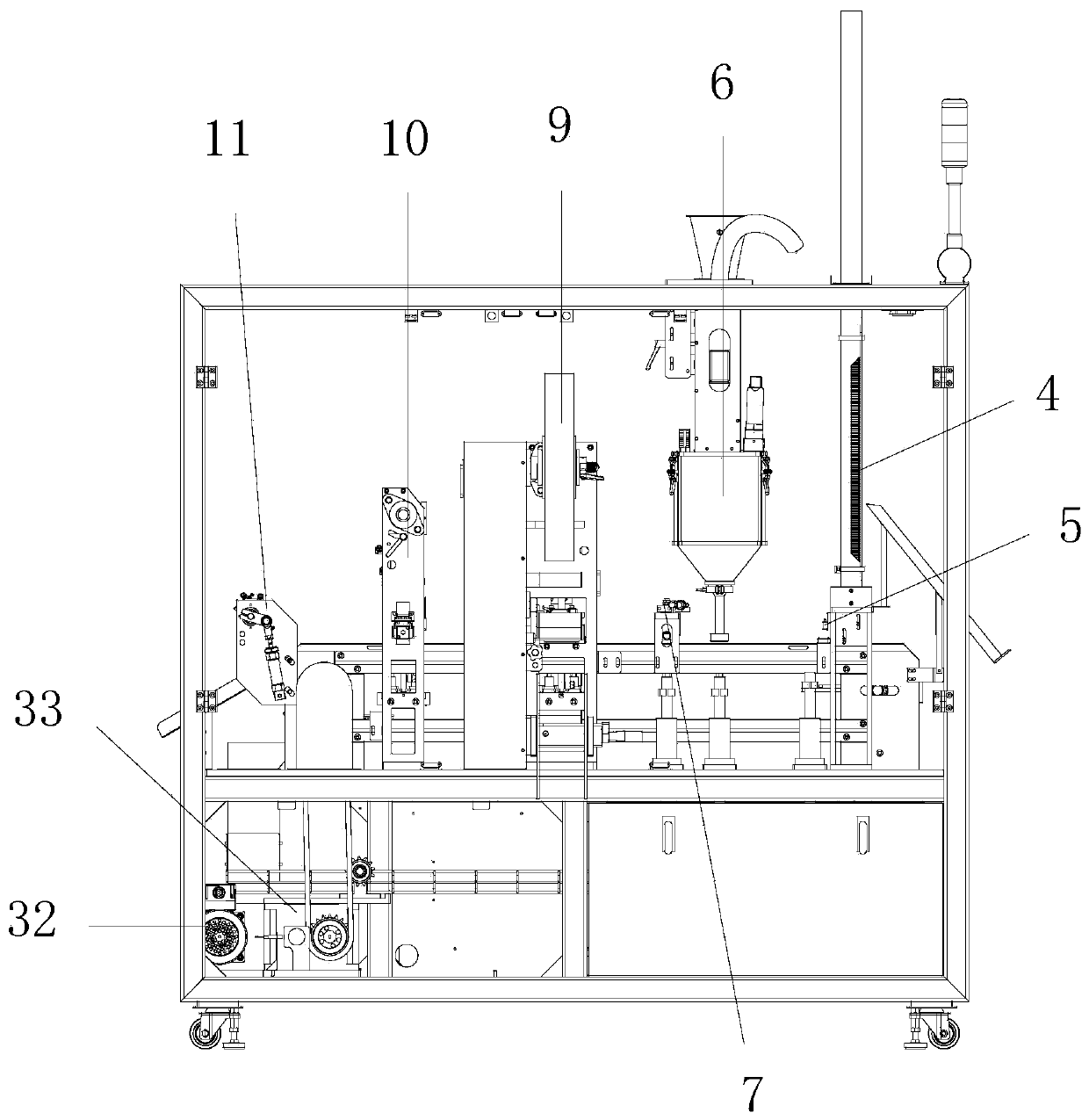 Linear filling and sealing machine