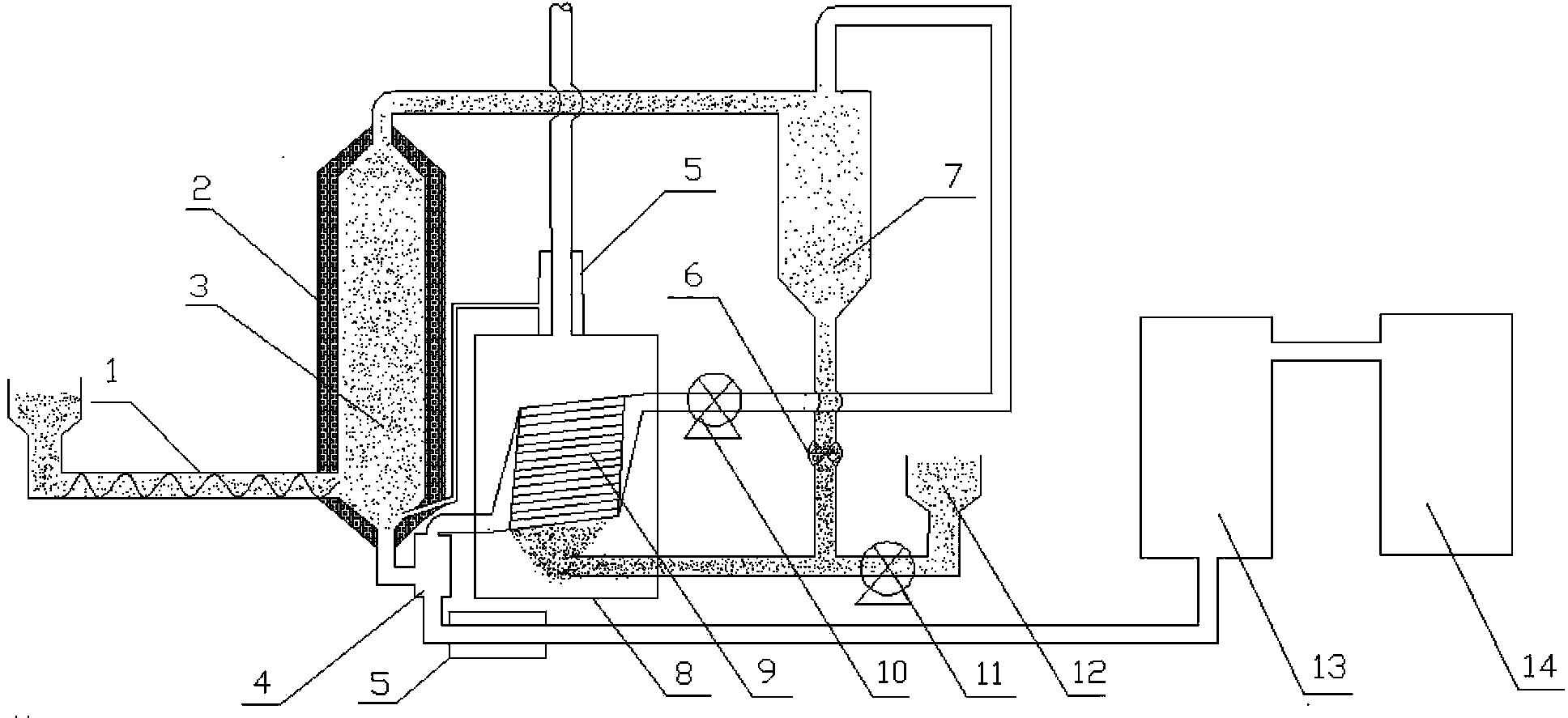 High-temperature circular-heating fluidized bed pyrolysis gas producing system