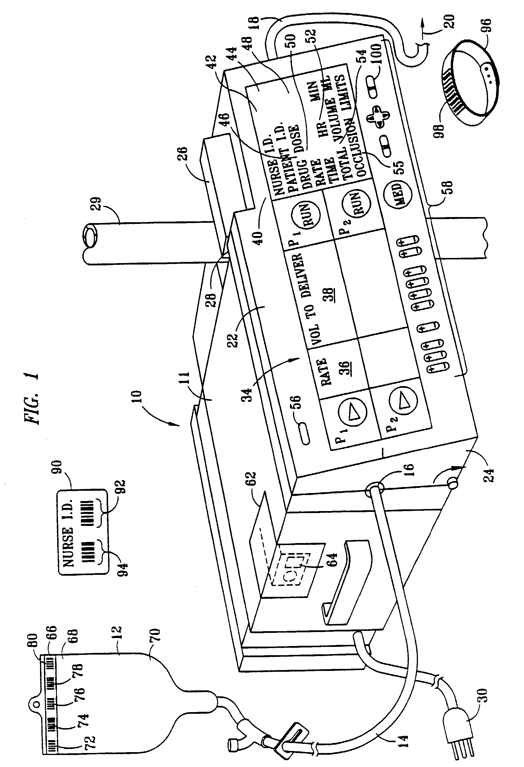 Security infusion pump with bar code reader