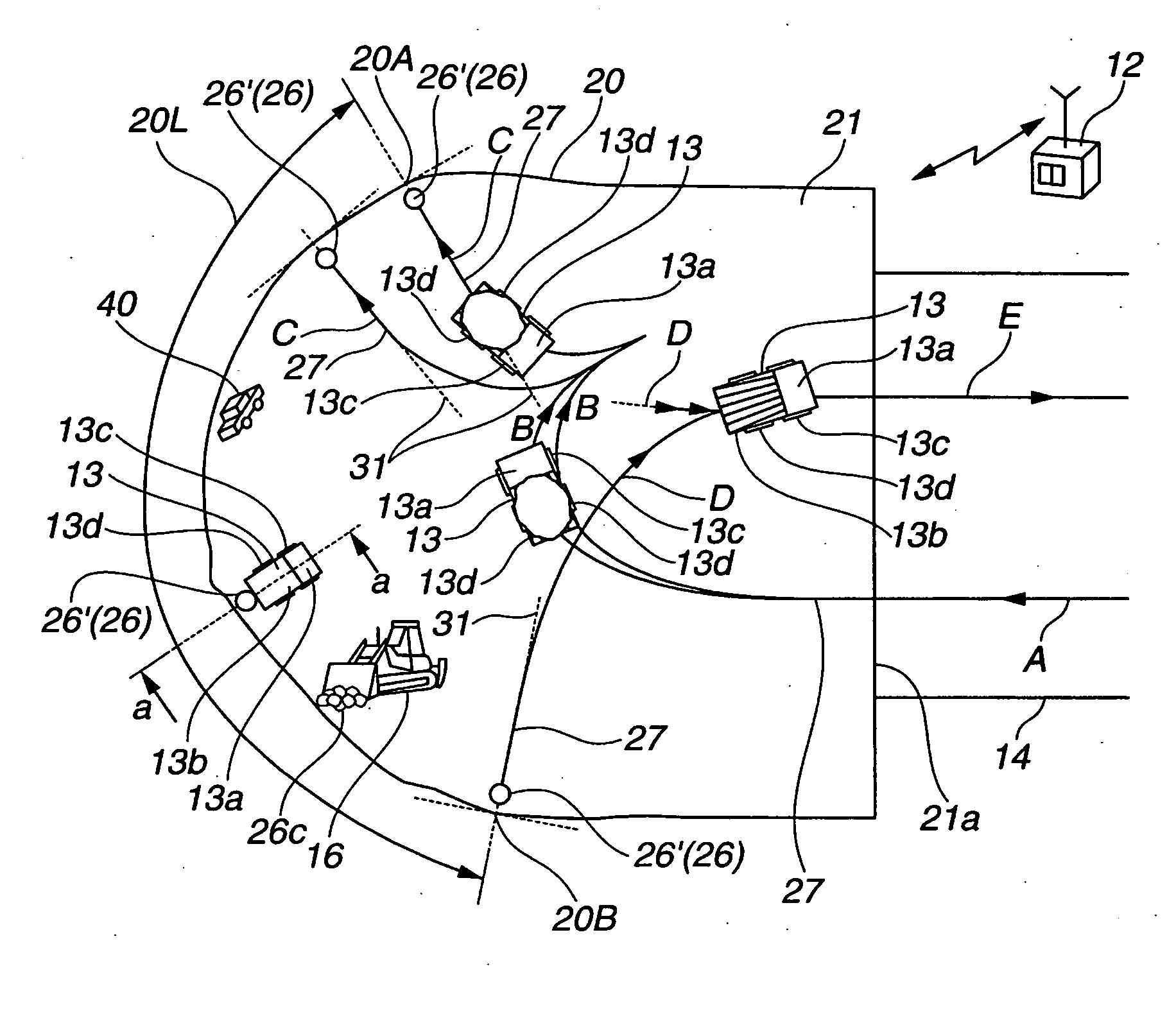 Control device and method for guided travel of unmanned vehicle