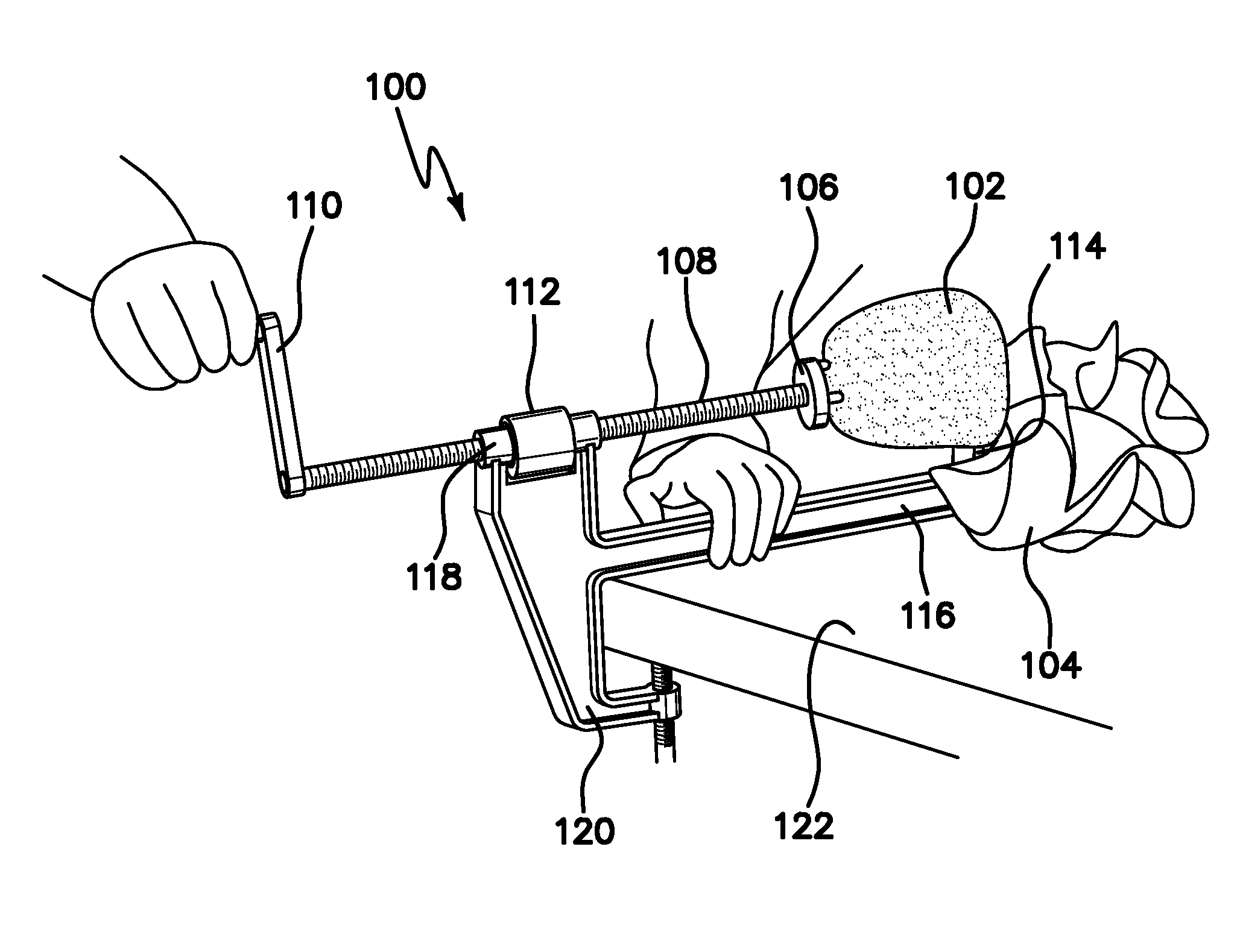 Apparatus and method for cutting produce in a continuous curl for the purpose of making a curly spiraled potato chip