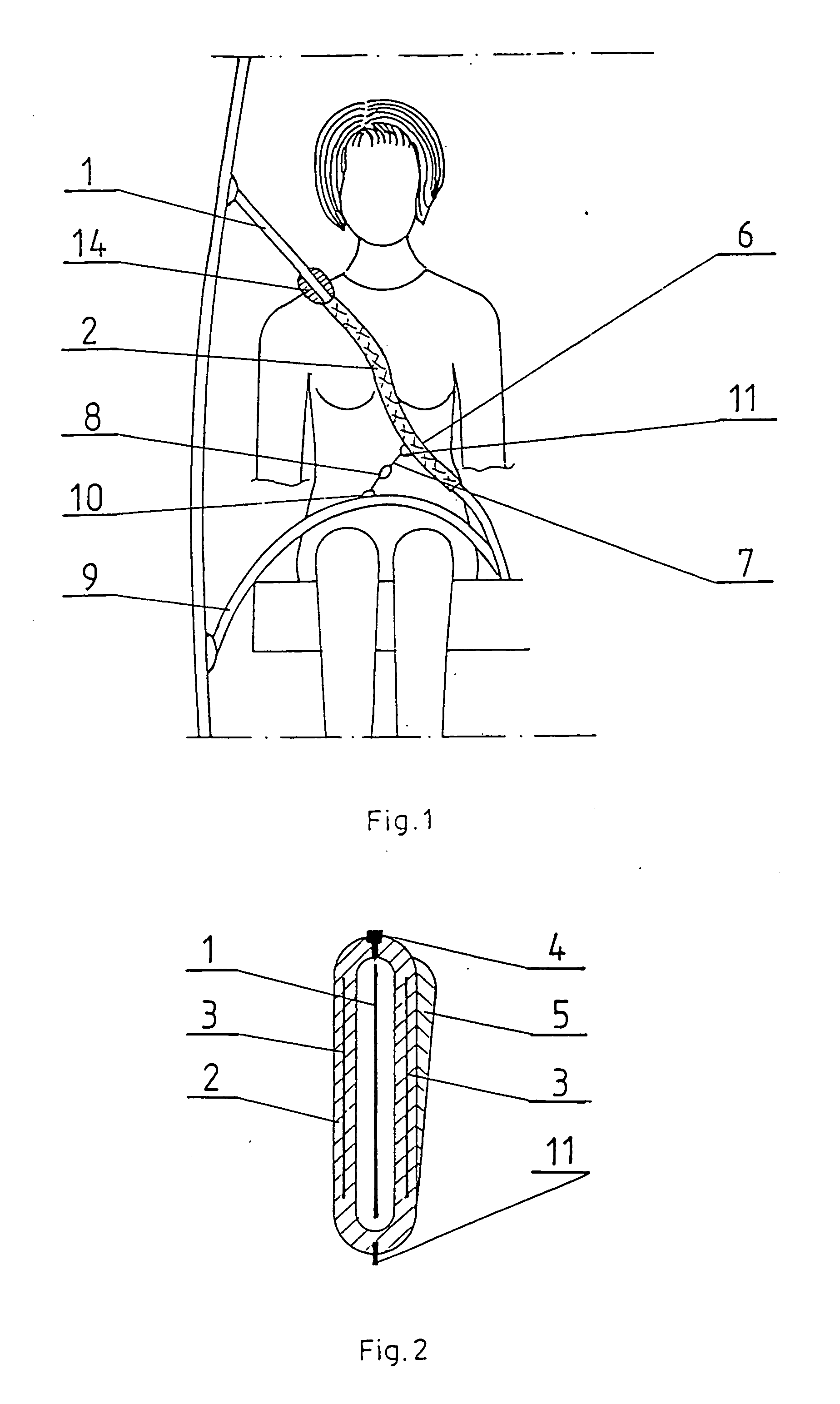 Anatomical configuration of safety belts in cars and accessories for its implementation