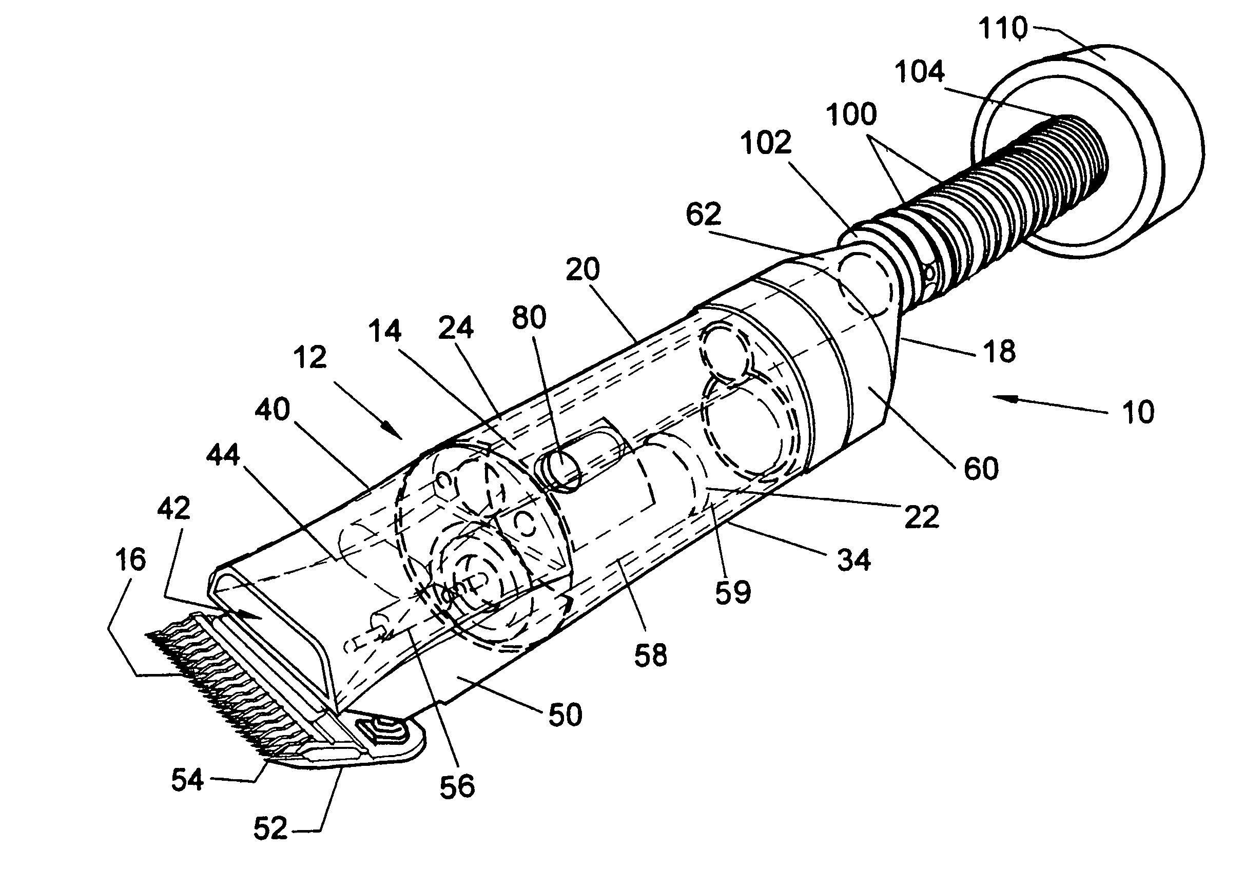 Hair cutting device with vacuum hair collection system