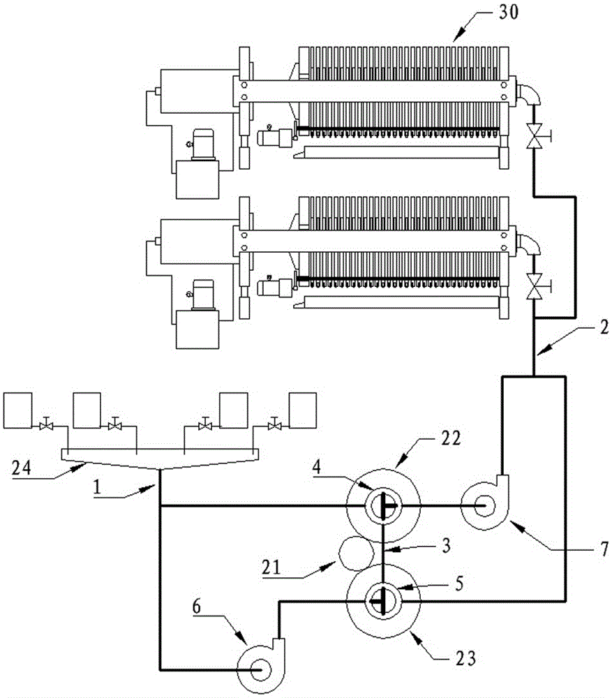 Device for conducting combination and efficient filter pressing in zinc electrolysis process