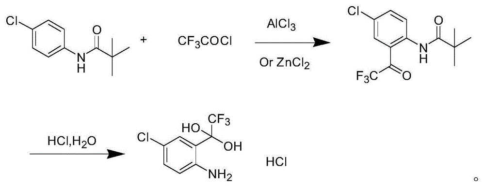 Synthetic method of 4-chlorine-2-trifluoroacetyl aniline aquo-complex hydrochloride