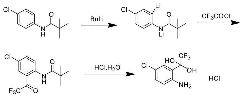 Synthetic method of 4-chlorine-2-trifluoroacetyl aniline aquo-complex hydrochloride