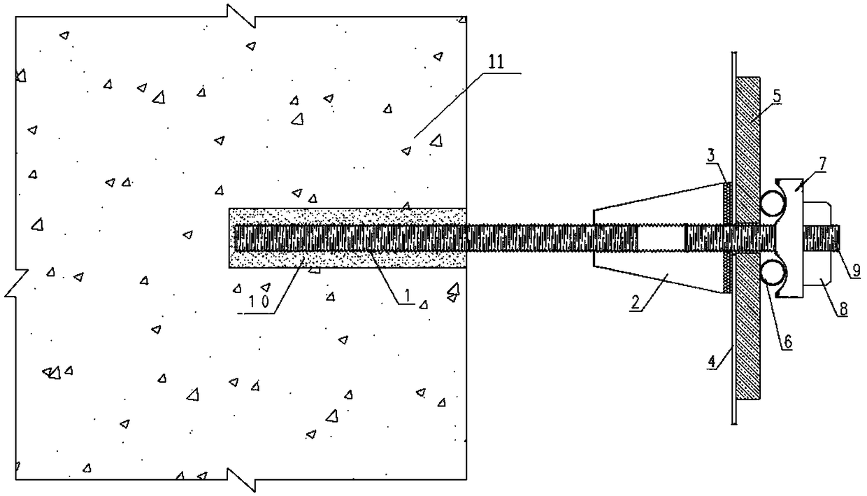 Waterstop pull rod with one fixed end