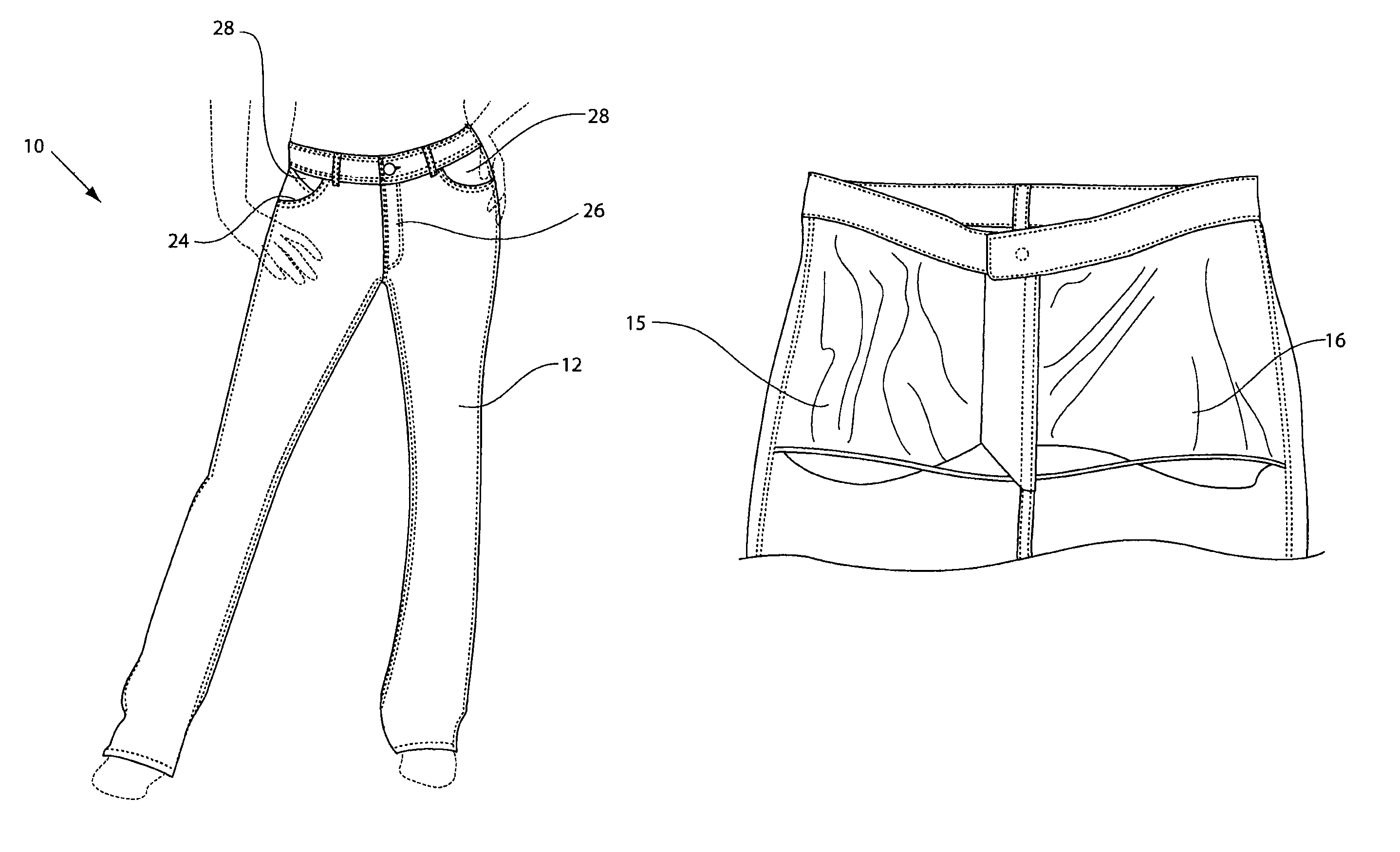 Bottom garment having improved tummy control