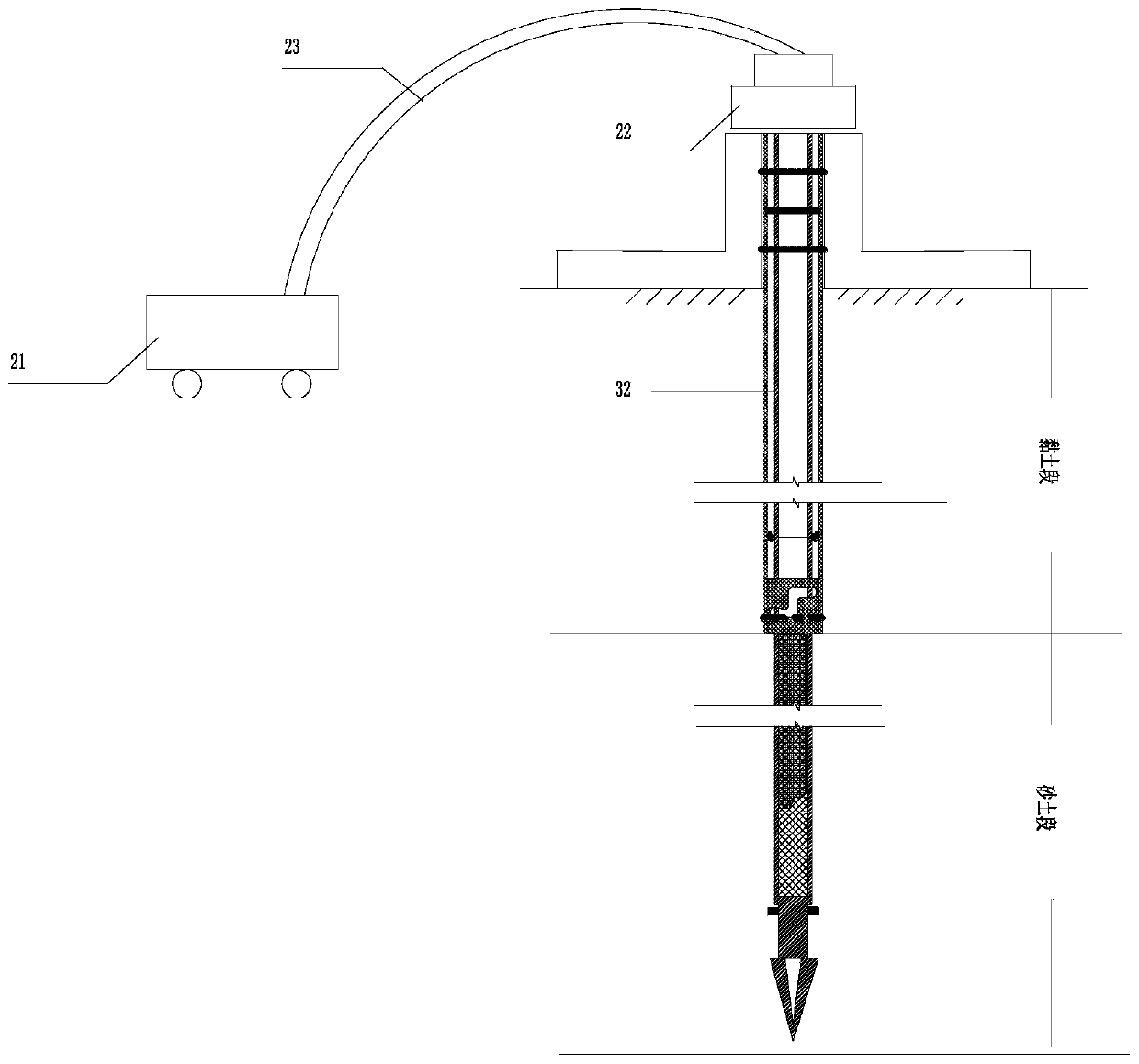 A new type of implanted relief well depressurization drainage system and method