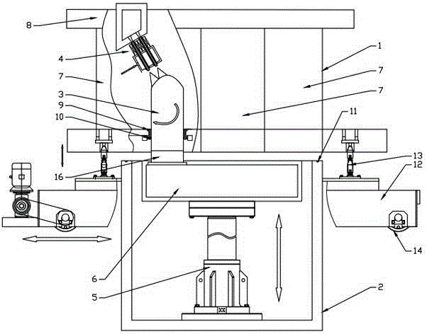 Horizontally-moving multi-die casting house with jetting work rooms