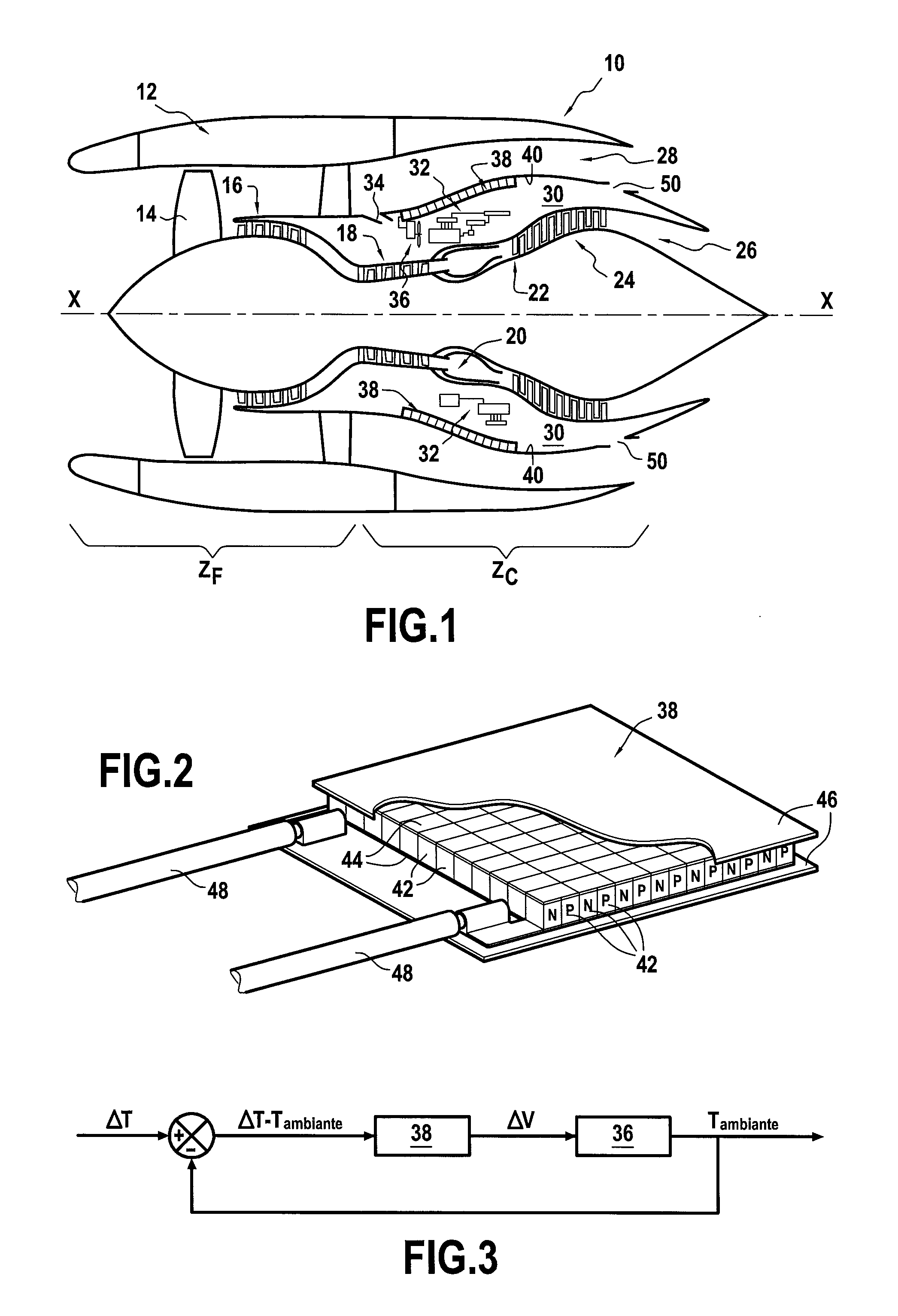 Method and a circuit for ventilating equipment of a turbojet by thermoelectricity