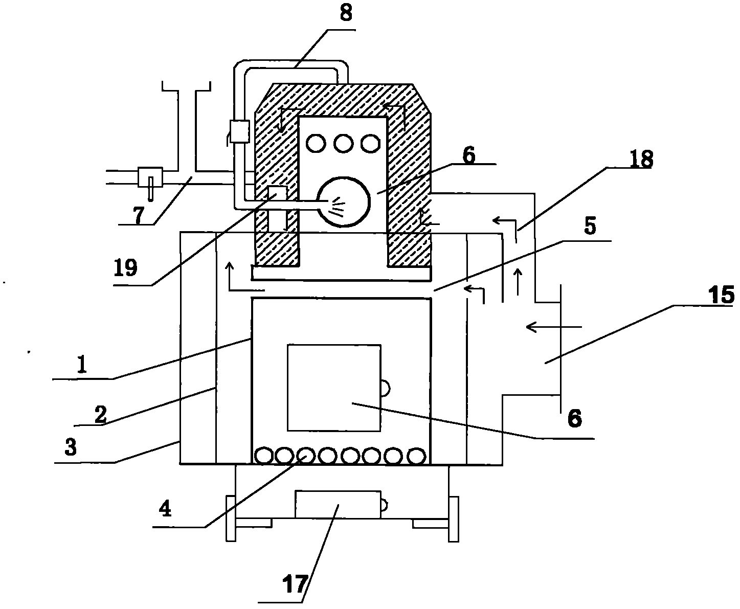 Humidifying air heating furnace