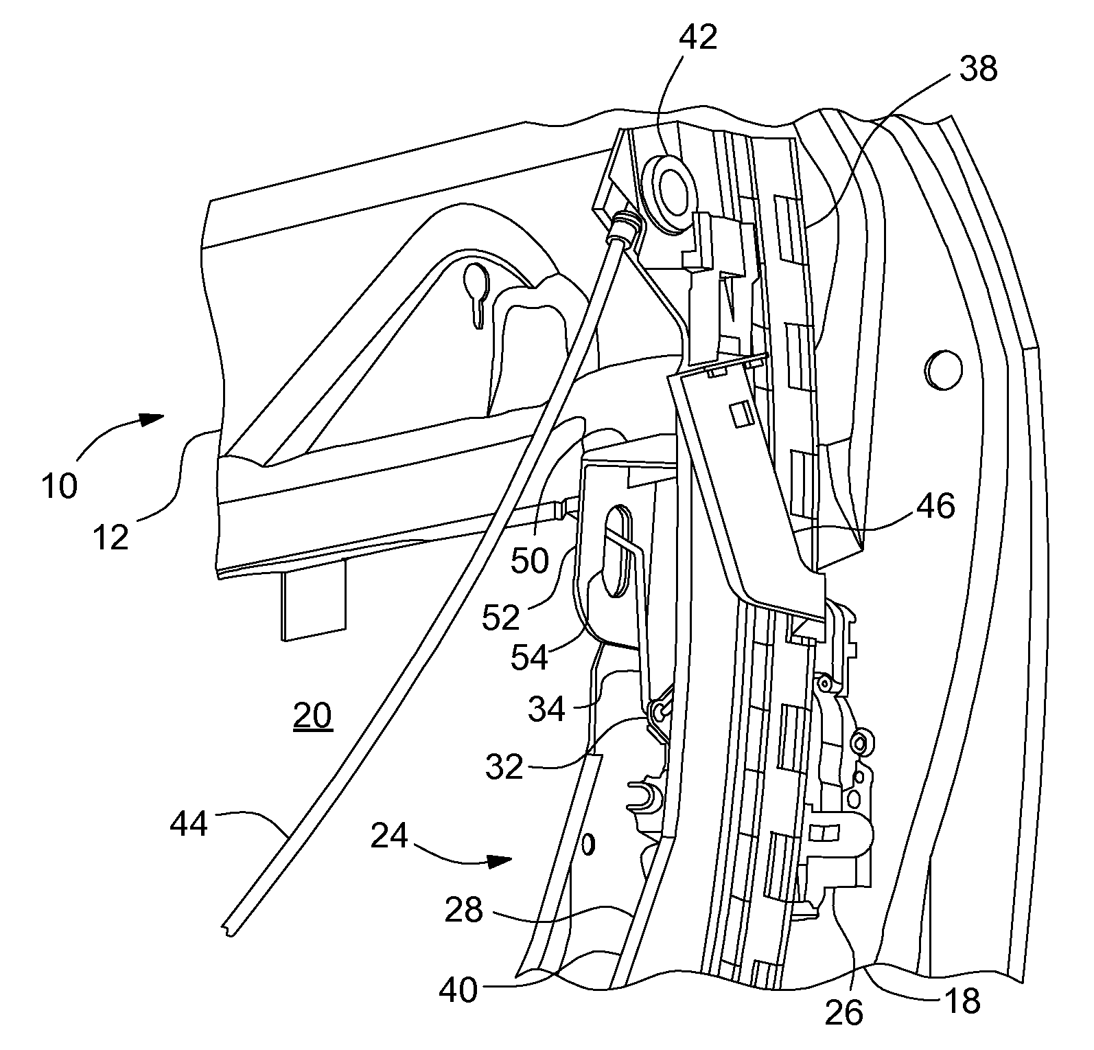 Rod pass through for vehicle door