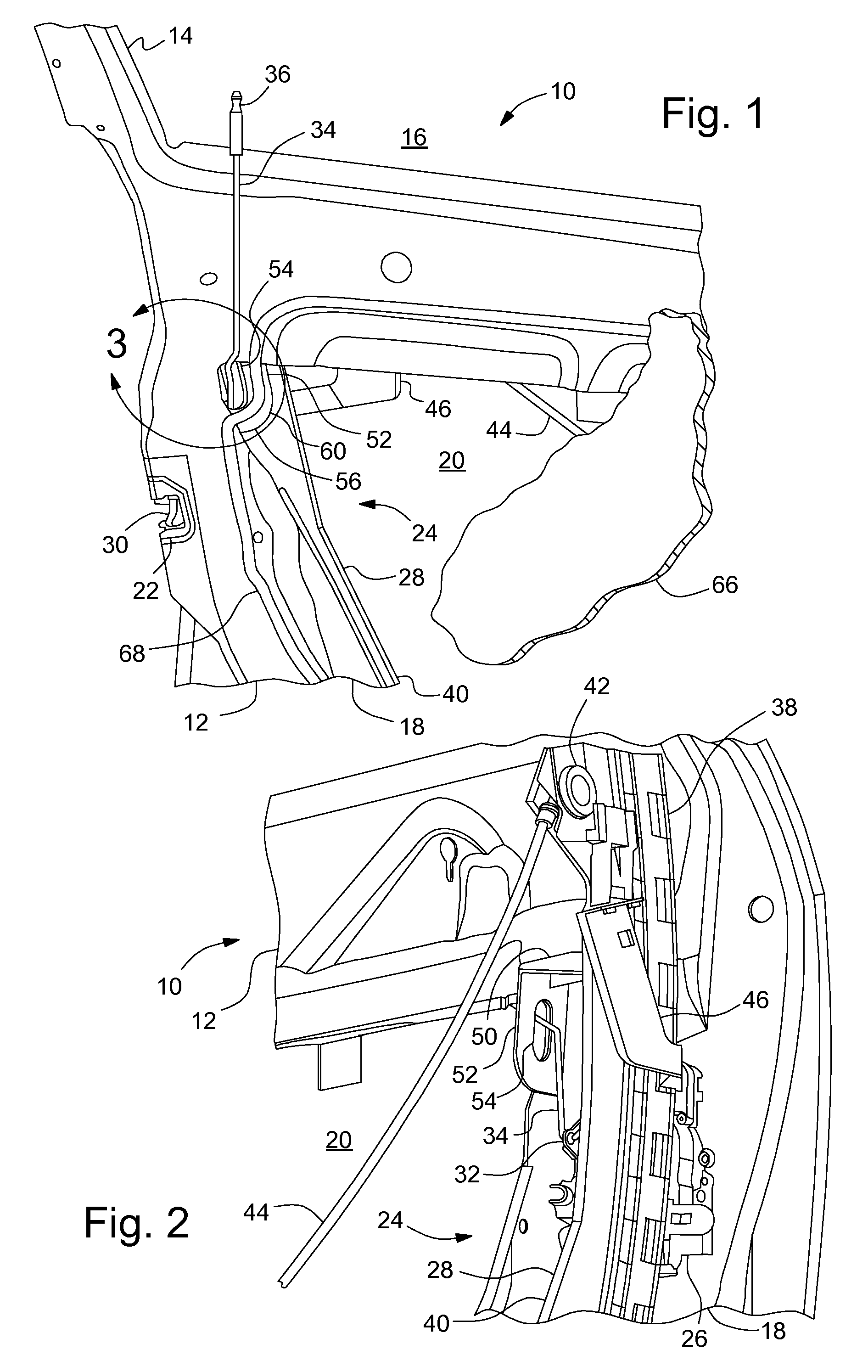 Rod pass through for vehicle door