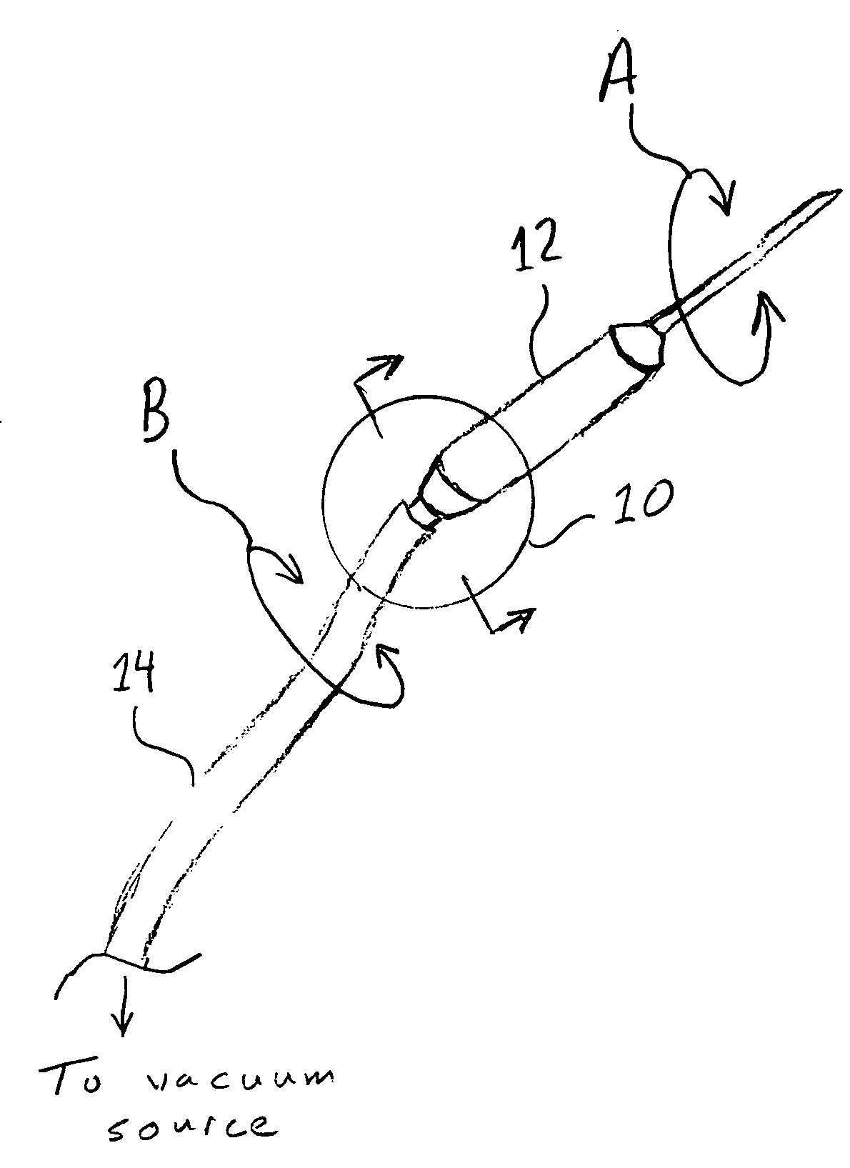 Liposuction/tubing coupling for providing rotational movement