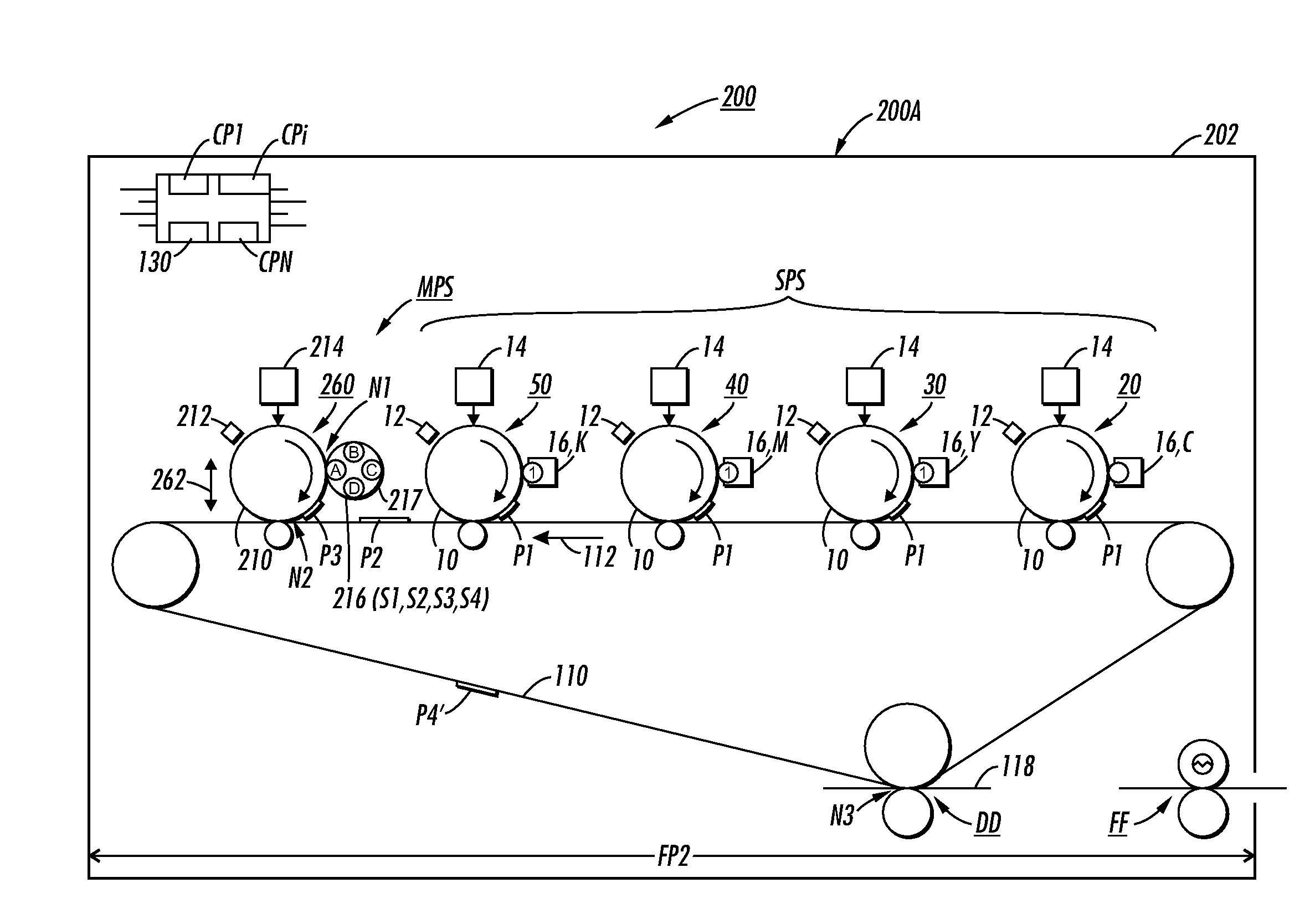 Hybrid single pass, multi-pass full color printing system