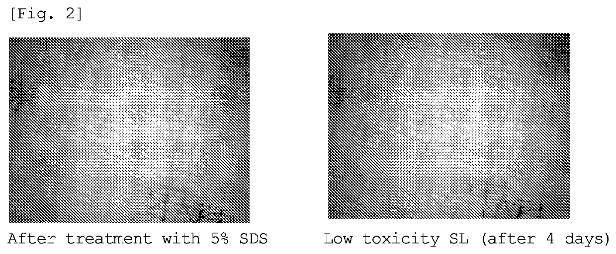 Low-toxicity sophorolipid-containing composition and use therefor