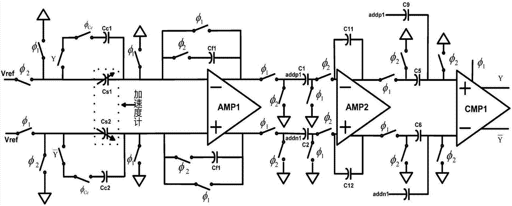 Accelerometer capacitance detection circuit