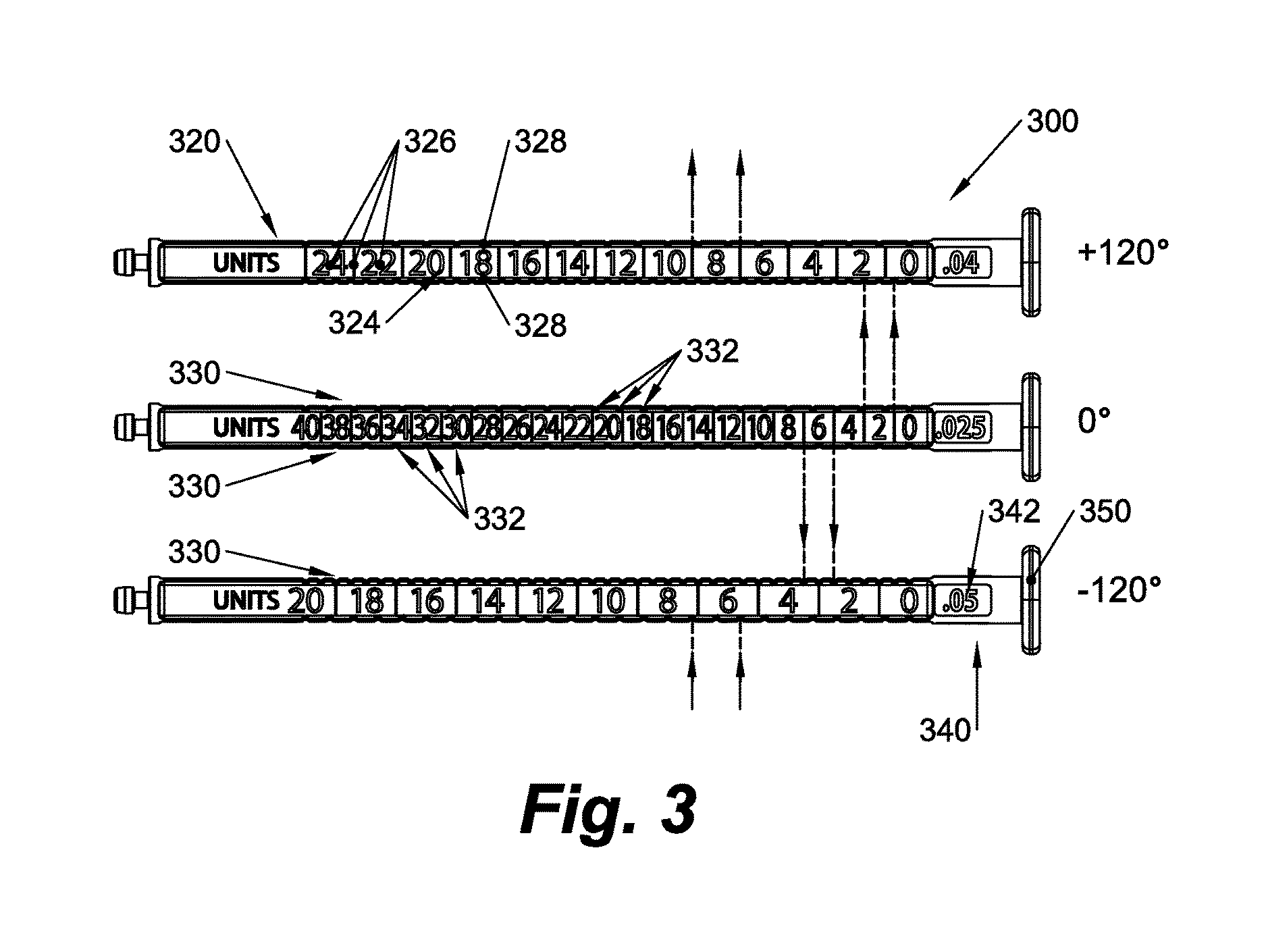 Syringe with alternatively selectable graduations