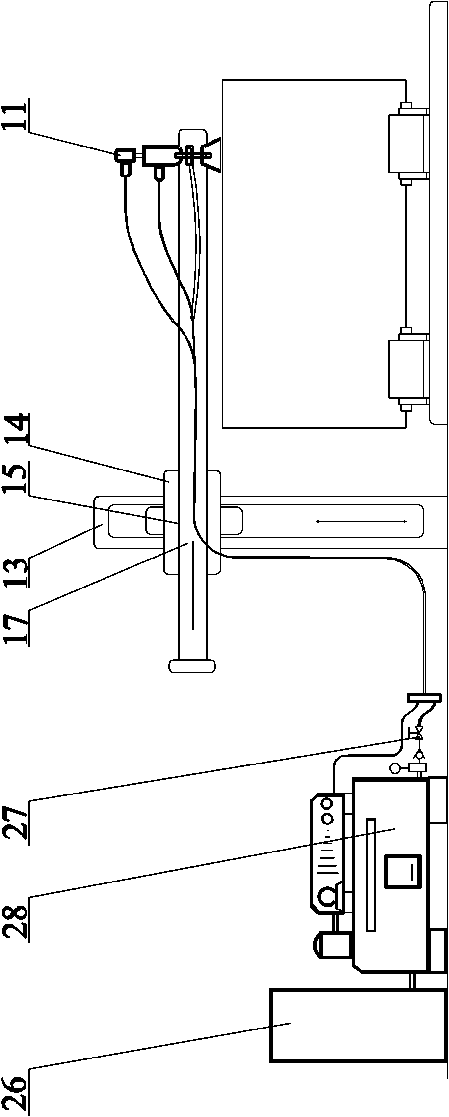 Rust-removing cleaning device for ultrasonic pulse water jet pipe wall