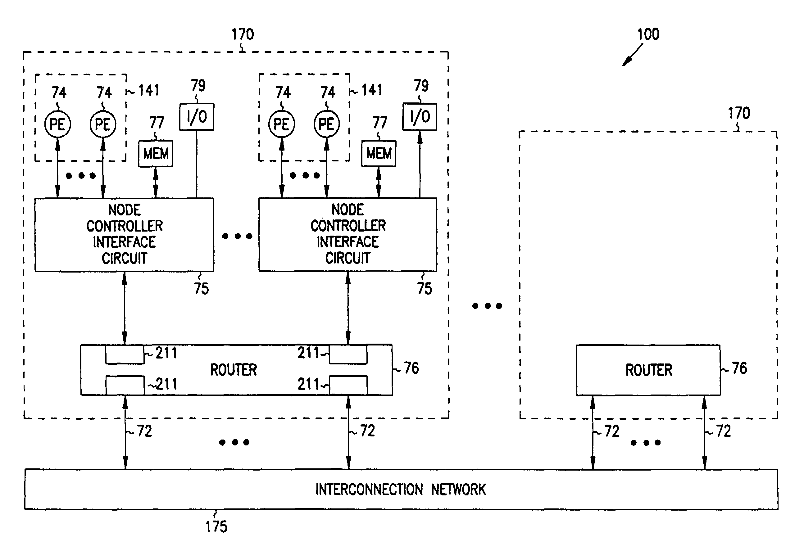 Multiprocessor node controller circuit and method