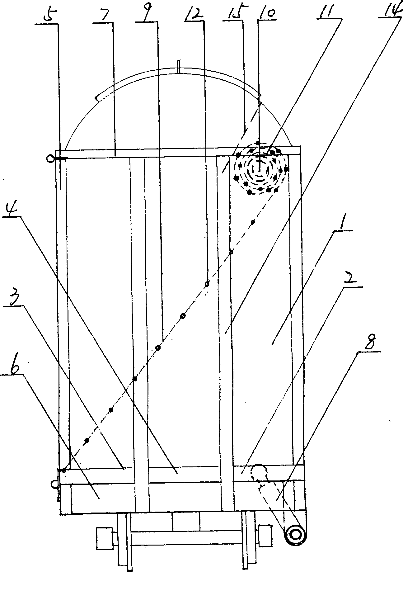 Roll bending side-discharging carriage