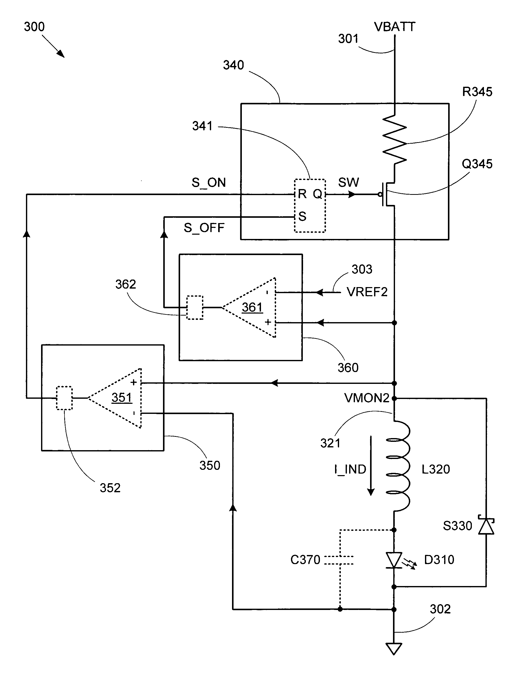 LED current bias control using a step down regulator