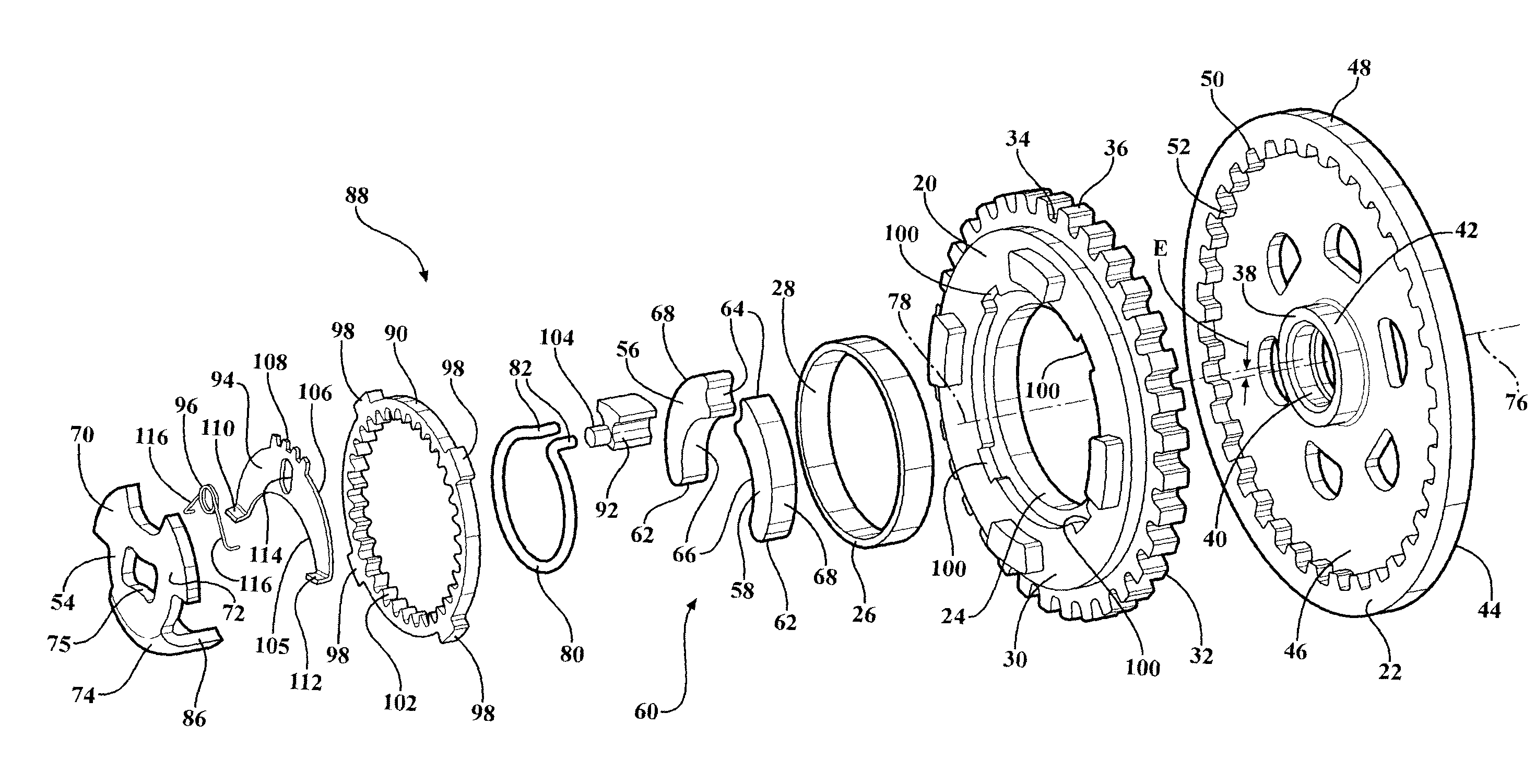 Anti-backdrive for continuous disc recliner