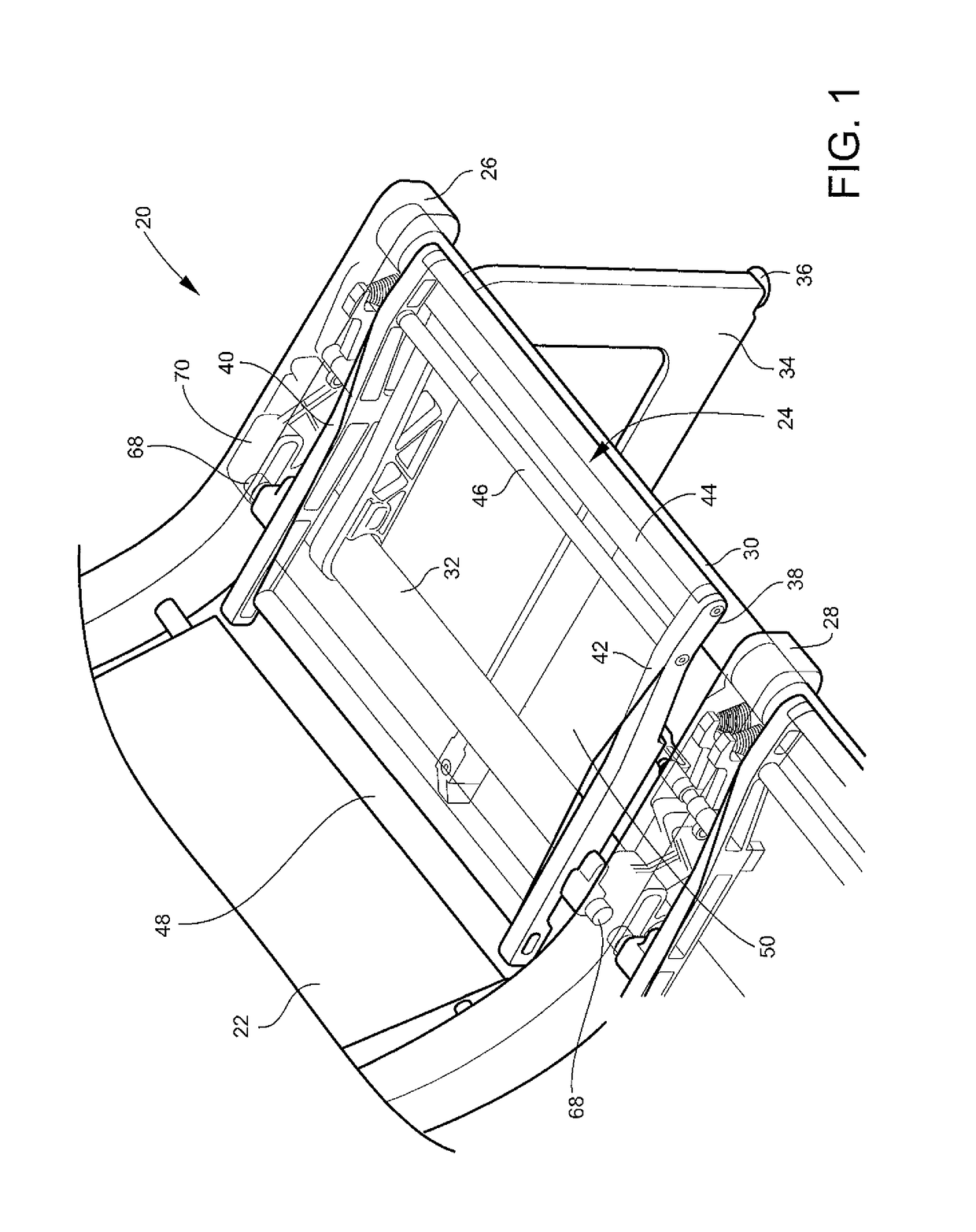 Spring loaded seat bottom which locks during taxi, take-off and landing