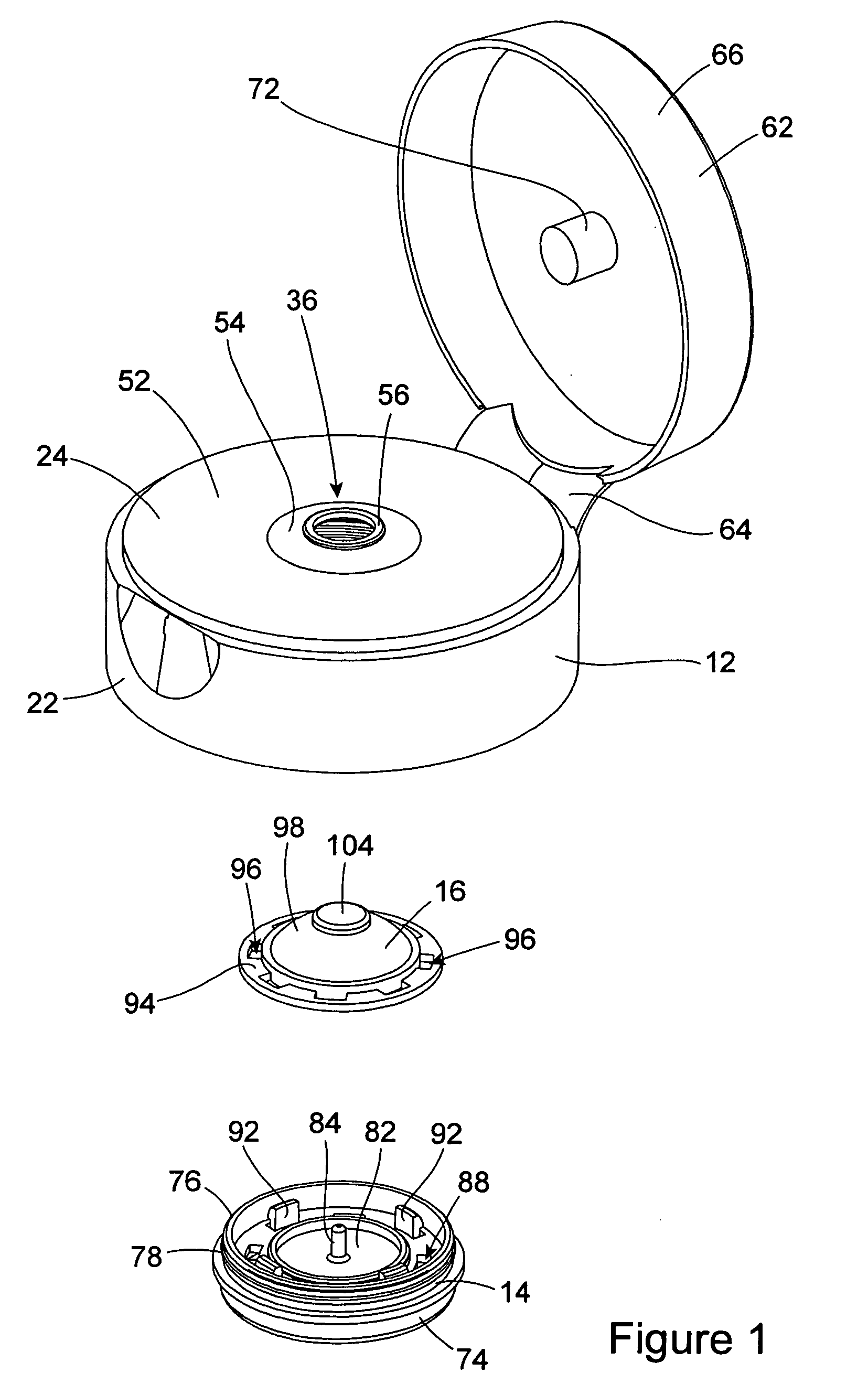 Container closure with biased closed valve