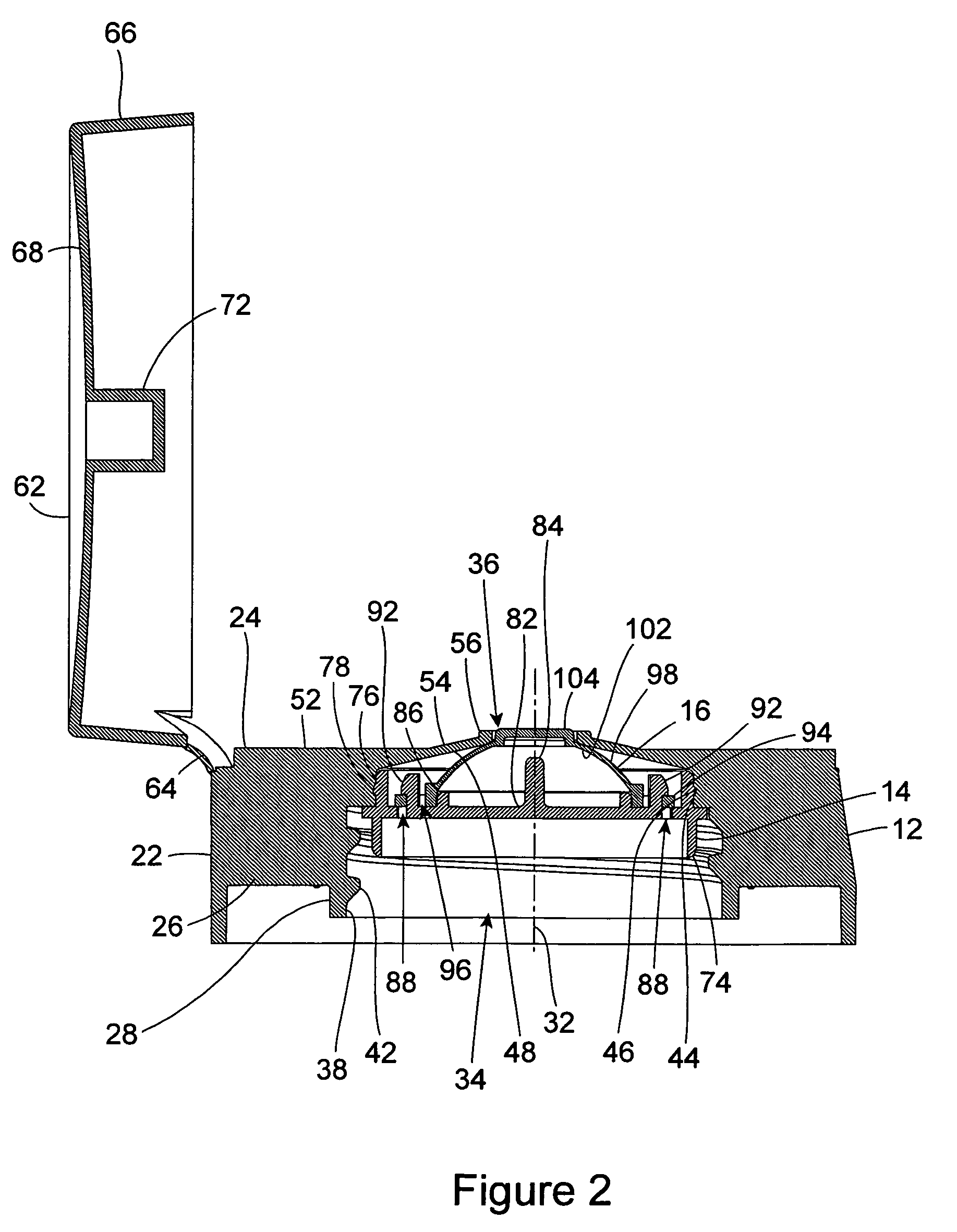 Container closure with biased closed valve