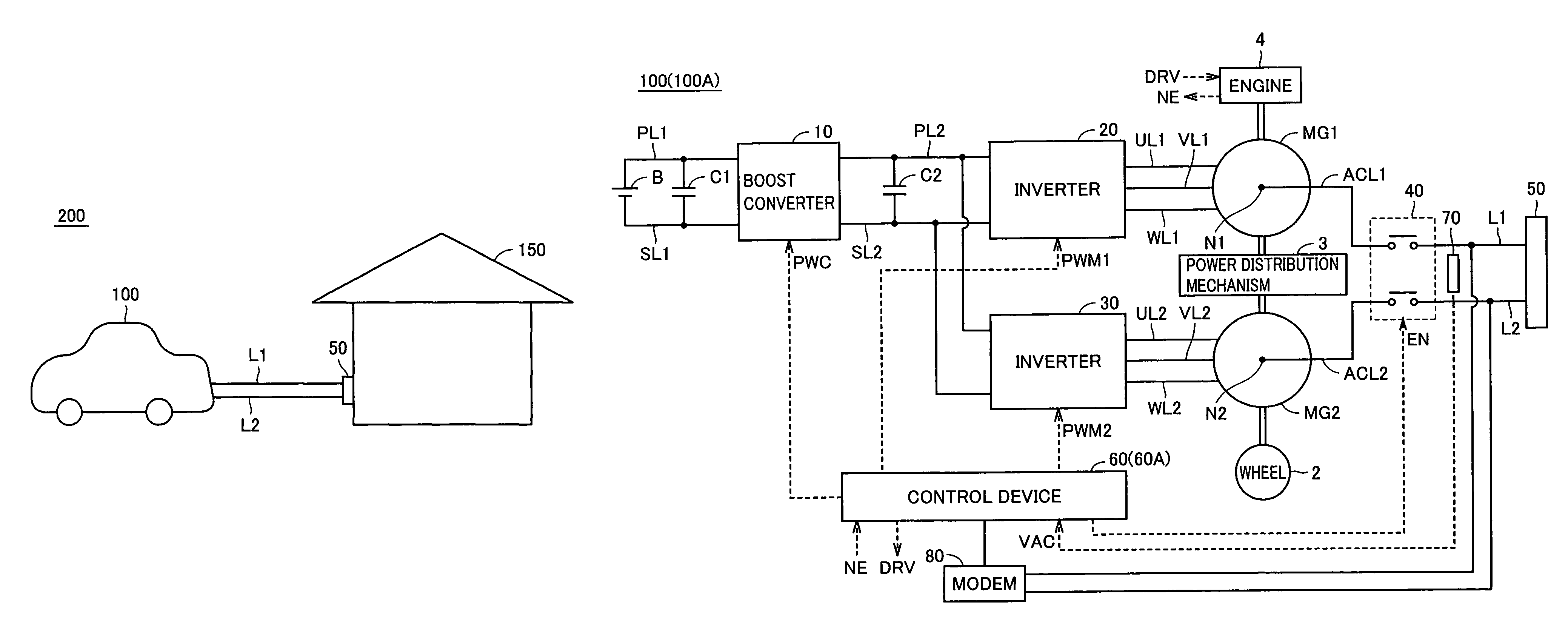 Electrical system, hybrid vehicle and method of controlling hybrid vehicle