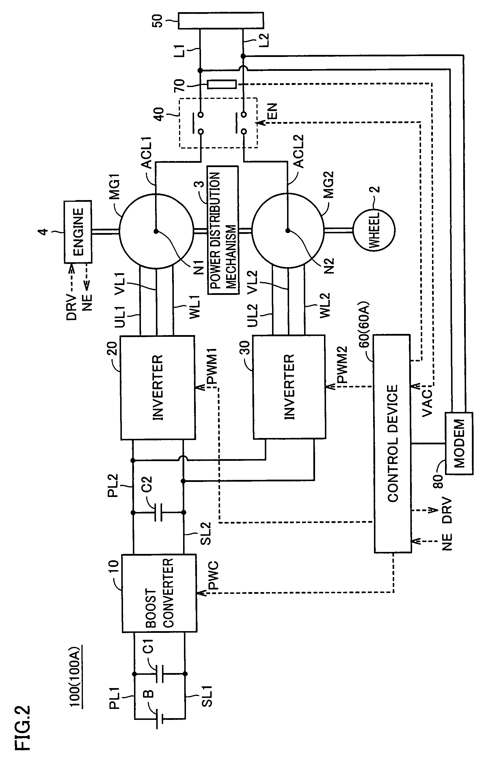 Electrical system, hybrid vehicle and method of controlling hybrid vehicle