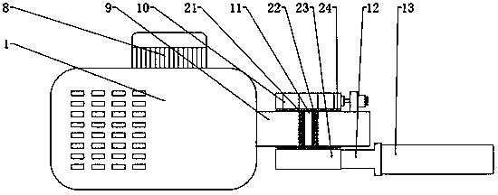 Angle adjusting device for hedge trimmer