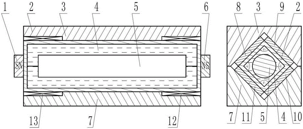 Cylindrical first-order buoyancy magnetic liquid acceleration sensor