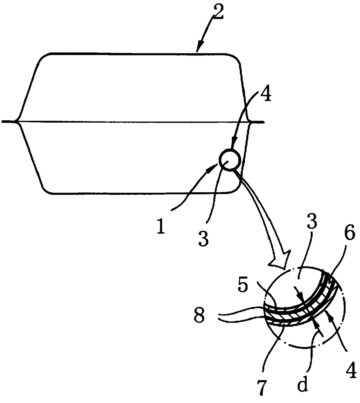 Tank internal pipe line, in particular in fuel tanks of motor vehicles