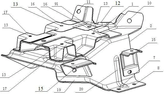 An automobile battery fixing bracket assembly