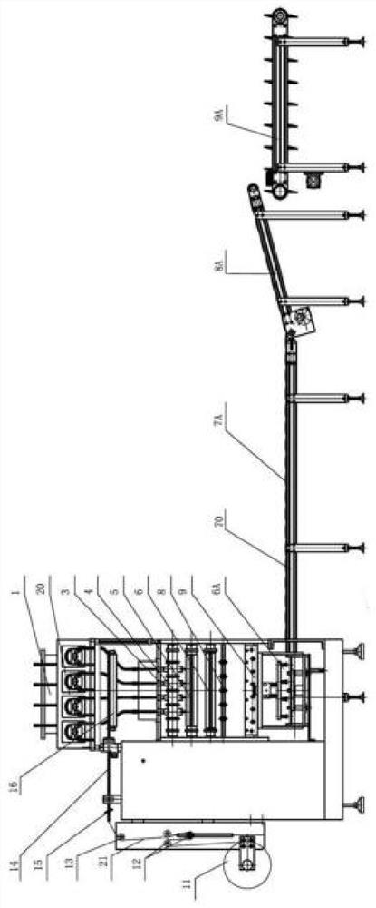 Multi-column fluid packaging full-automatic production line