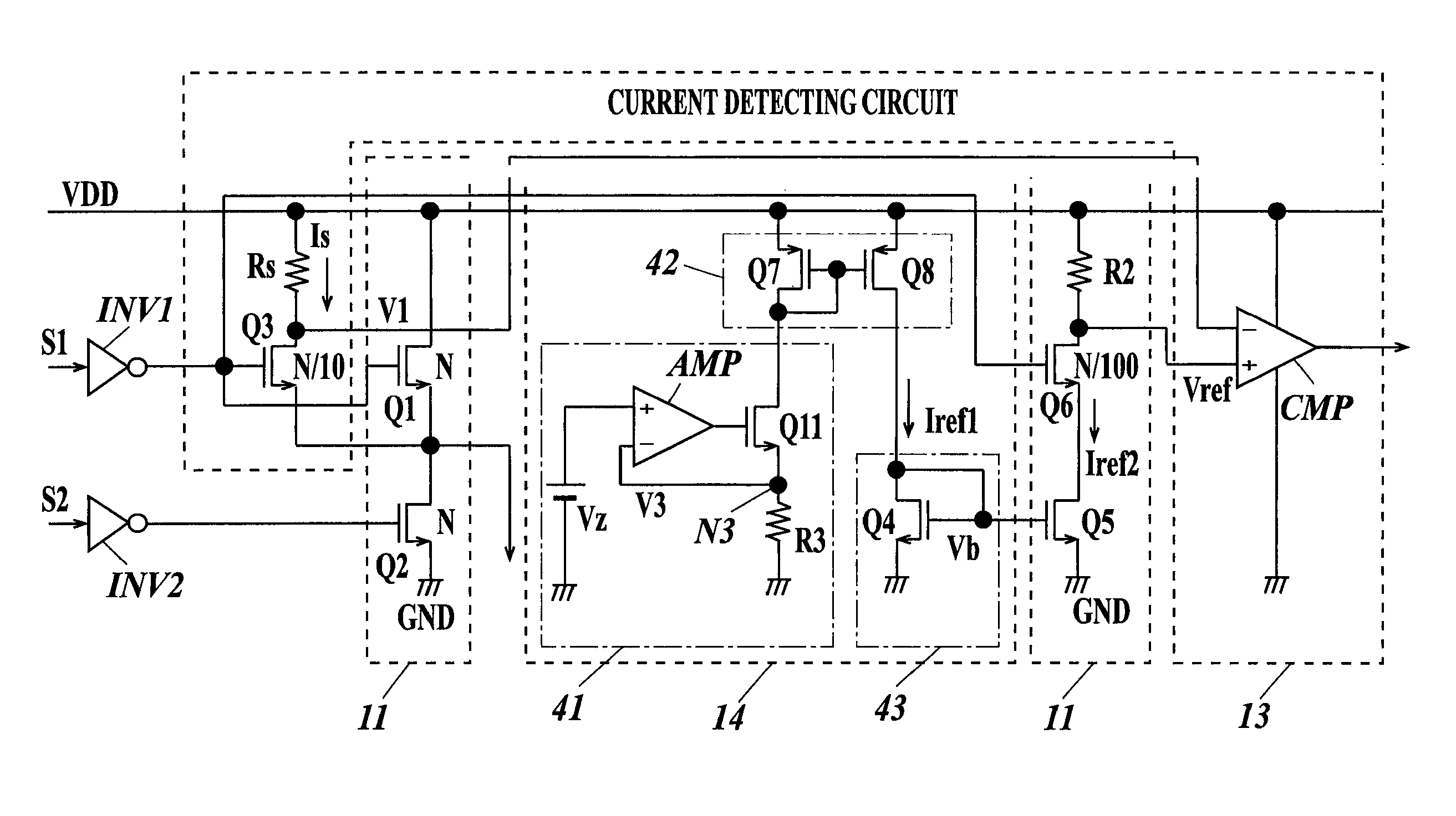 Output current detecting circuit and transmission circuit