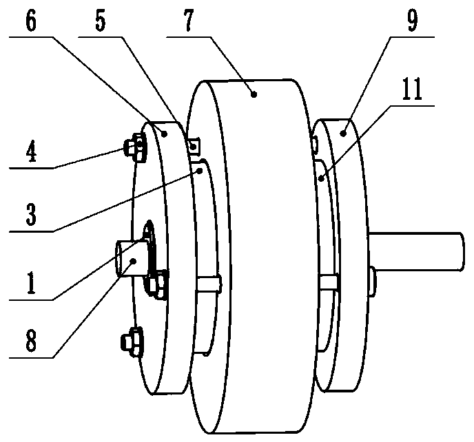 Double-taper sleeve type self-lubricating spherical plain bearing pad friction and wear test device