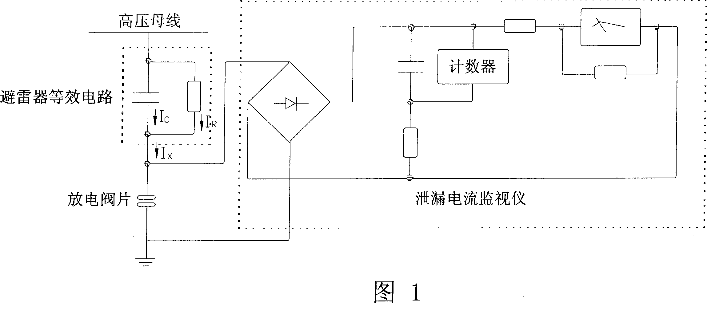 Method for monitoring resistant current in leakage current of an arrester